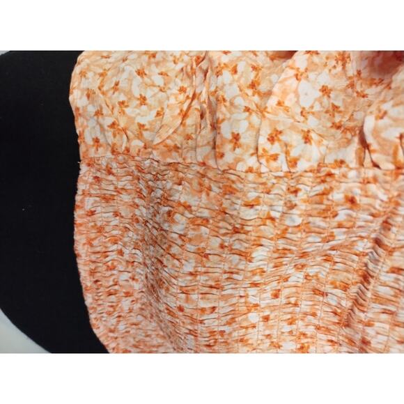 NWT H&M Women's Blouse Short Sleeve Orange Florals US Size L - Picture 6 of 10